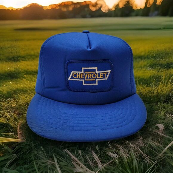 Vintage Chevrolet Bowtie Snapback Hat Full Foam All Panel‎ Cap Chevy Trucks Cars - Picture 1 of 8